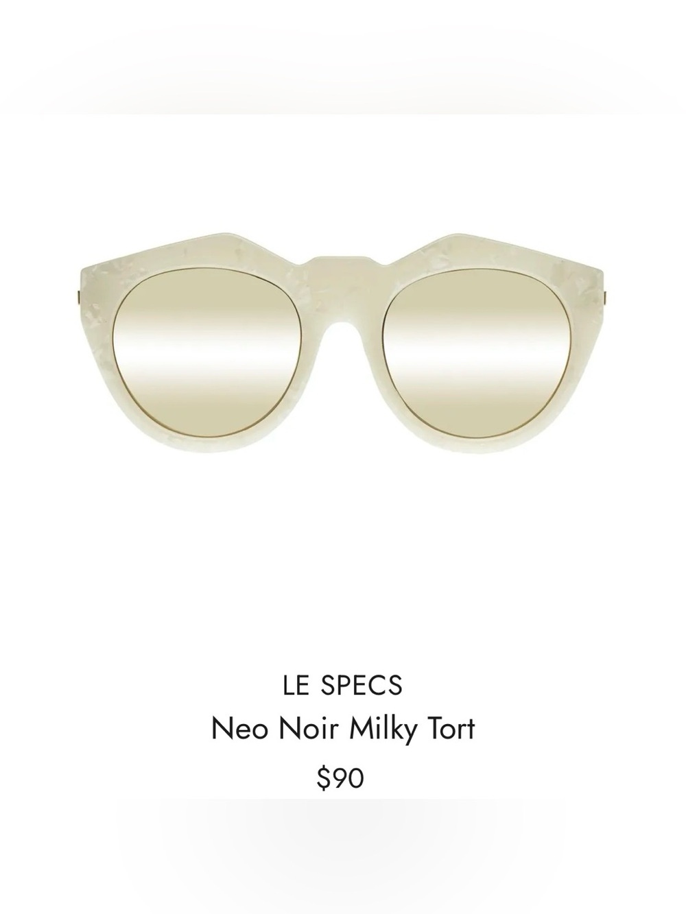 Le Specs Neo Noir Milky Tort LIKE NEW